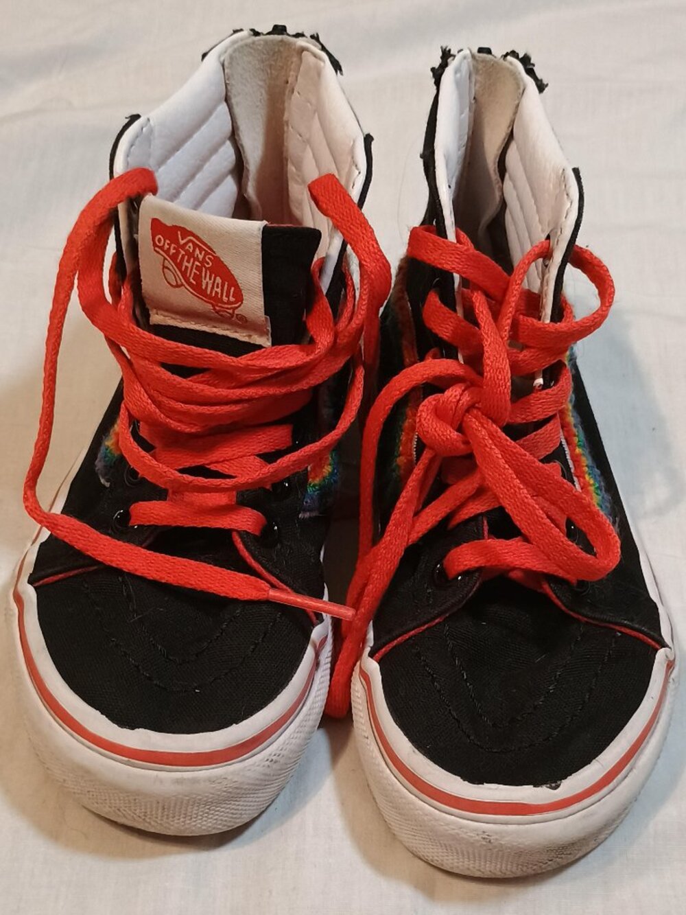 Vans/SK8 Hi Zip Sneakers/Kids 11/Black Rainbow Chenille Stripe High Top Zipper S - Picture 7 of 8